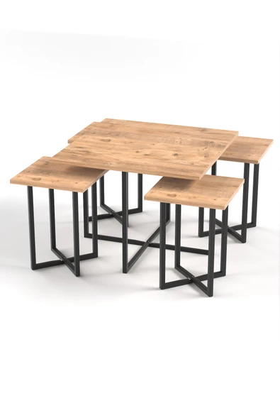 Retodesign Açelya Kare Orta Sehpa Ve 4 Zigon Sehpalı Takım 5005 - Resim 5