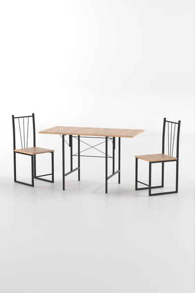 Retodesign RETODESİGN YILDIZ KATLANIR MUTFAK MASASI 2 SANDALYELİ TAKIM 1626 - Resim 4