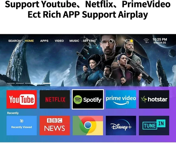 Vasoun 5G WiFi ve Bluetooth'lu Mini Projektör, Projektör Standlı 1080P Destekli - Beyaz - Resim 3