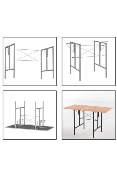 Retodesign RETODESİGN YILDIZ KATLANIR MUTFAK MASASI . KATLANIR MASA 1625 - Resim 4