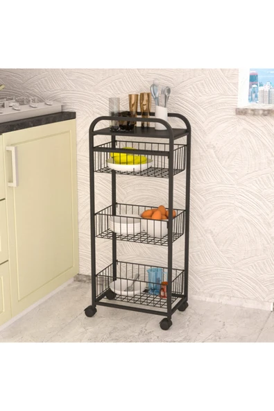 Retodesign Metal Sebzelik Ve Oyuncak Rafı Siyah 2101 ürün görseli