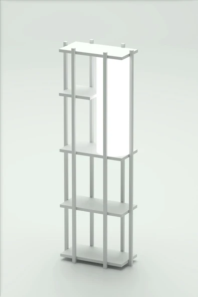 Retodesign RETOHOME 5 RAFLI LAMBADERLİ KİTAP RAFI.,KİTAPLIKLI LAMBADER BEYAZ - Resim 5