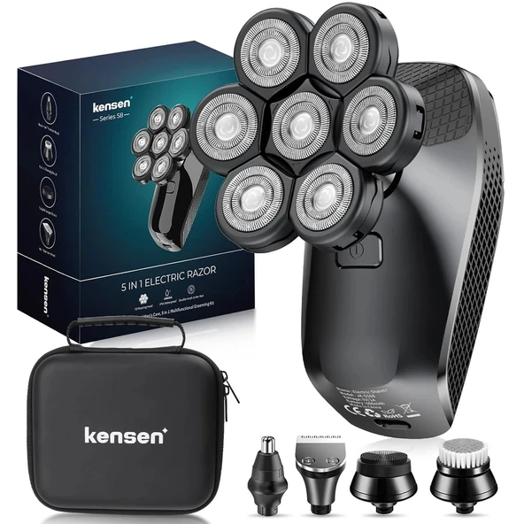 Kensen 7D Baş Tıraş Makinesi, Erkekler için 5'i 1 Arada - Su Geçirmez ürün görseli 1
