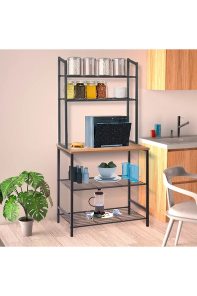 Retodesign Raflı Atlantik Çam Mutfak Bangosu , Çok Amaçlı Raf .kahve Köşesi Masası 1750a ürün görseli