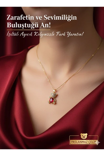 xUPING paslanmaz çelik kolye ayıcıklı ürün görseli