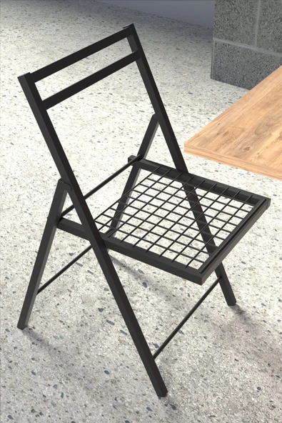 Retodesign 1 Adet Katlanır Metal Sandalye Minderli Bistro Sandalye 2024s - Resim 2