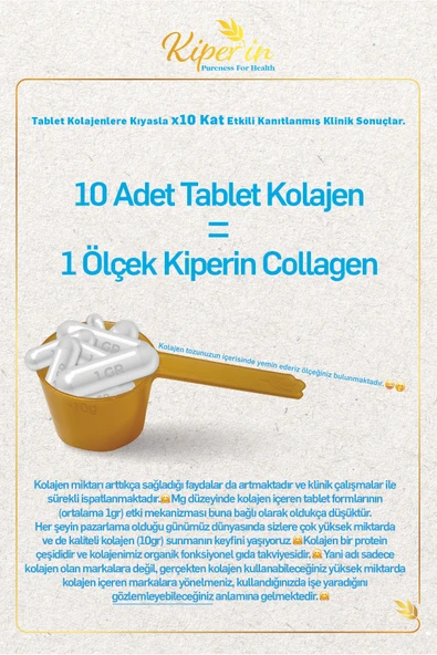 Kiperin Collagen Toz Kolajen Peptitleri İçeren Diyet Takviyesi 500 gr - Resim 4