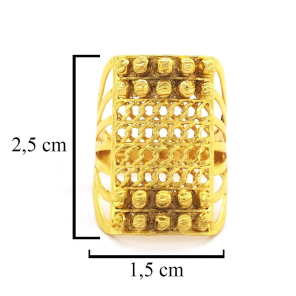 Çelik Yüzük Kadın Altın Kaplama Desenli Kaburga Model YZK-493 - Resim 4