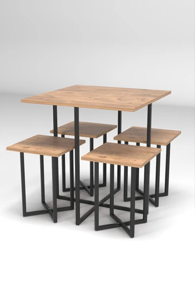 Retodesign 4 Kişilik Kare Masa Takımı Atlantik Çam 1680 - Resim 3