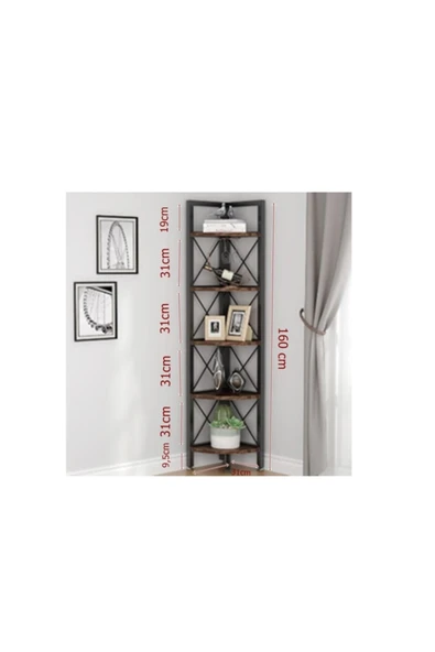 Retodesign 5 Raflı Köşe Raf/ Duvar Rafı 2054 - Resim 3