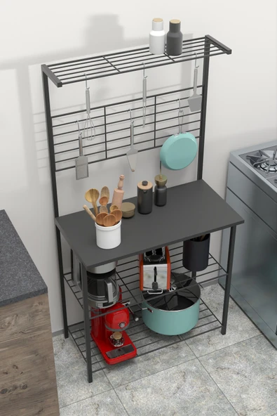 Retodesign Siyah Mutfak Bangosu .mutfak Masası. Mutfak Rafı .kahve Köşesi Masası 1851 ürün görseli