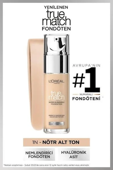L'Oréal Paris True Match Bakım Yapan Fondöten - 1N Nötr Alt Ton ürün görseli