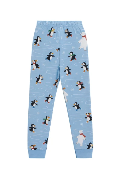 Unisex İnterlok Bebe Mavisi Yılbaşı Temalı Pijama Takımı - Resim 7