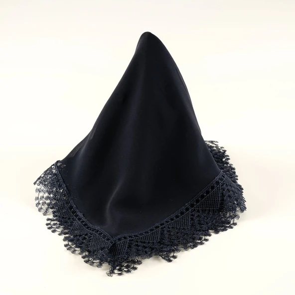 İğne Oyalı Şal (Namaz Örtüsü, 144x68 cm. Lacivert) - Resim 2