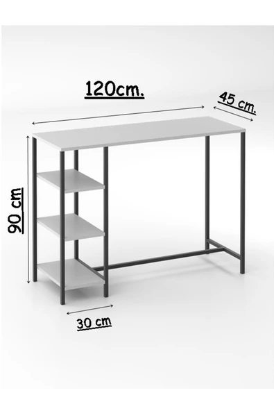 Retodesign BEYAZ RAFLI BAR MASASI 120/45 2058B - Resim 3