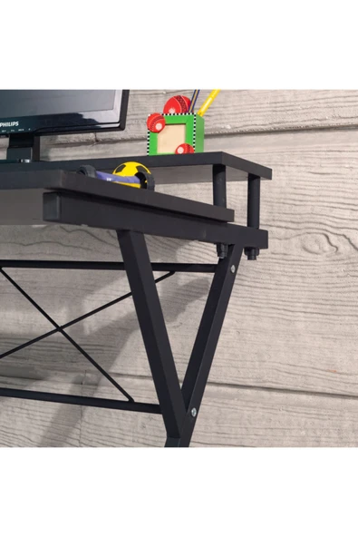 RETODİZAYN Siyah Gzming Masa Bilgisayar Masası 5107 - Resim 2