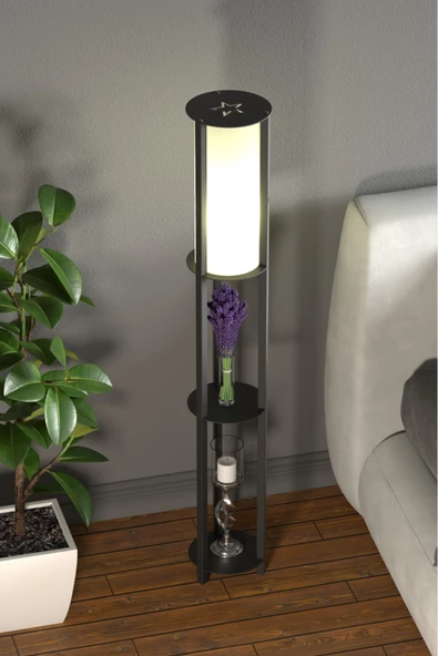 Retodesign RETOHOME YILDIZ YUVARLAK LAMBADER . RAFLI LAMBADER. KİTAPLIKLI LAMBADER 1701 - Resim 2