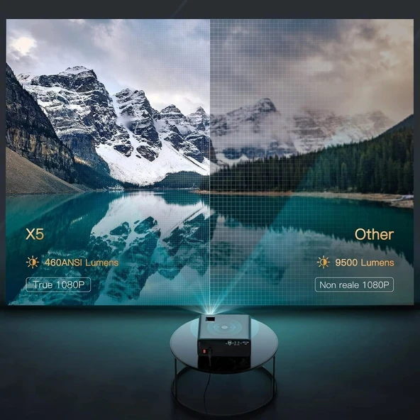 Toptro X5 5G WiFi Bluetooth Projektör, 460 ANSI Lümen Full HD Yerel 1080P - Resim 3