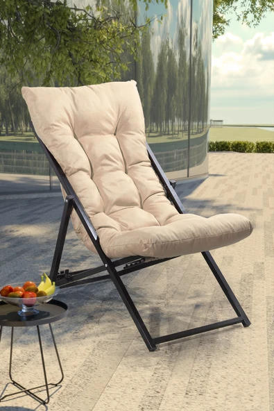 Retodesign Katlanır Şezlong Krem 1781 ürün görseli 1