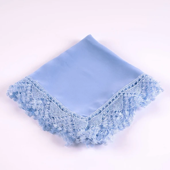 İğne Oyalı Şal (Namaz Örtüsü, 144x68 cm. Bebe Mavi) ürün görseli 1