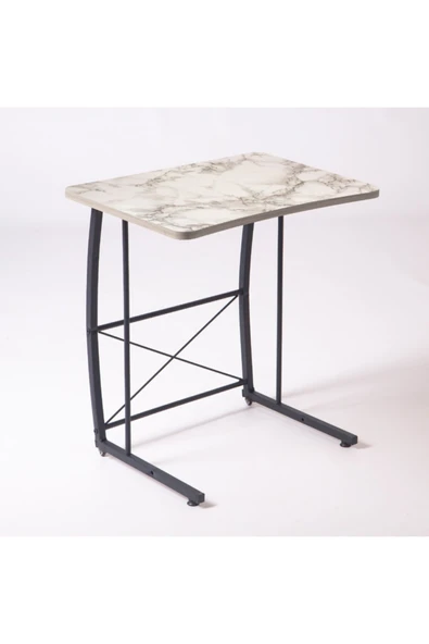 Retodesign Siyah Mermer Desenli Laptop Sehpası 1088 - Resim 4