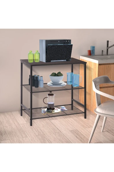 Retodesign Siyah Çok Amaçlı Raf , Mutfak Bangosu .kahve Köşesi Masası 1700s ürün görseli