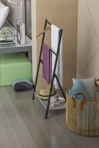 Retodesign RETODESİGN A KATLANIR SİYAH  HAVLU ASKISI, HAVLU  RAFI 1840 - Resim 8