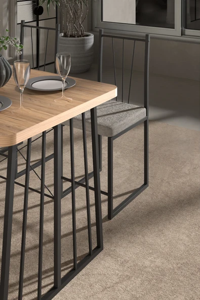 Retodesign Minderli Star 4 Kişilik Masa Takımı - Resim 4