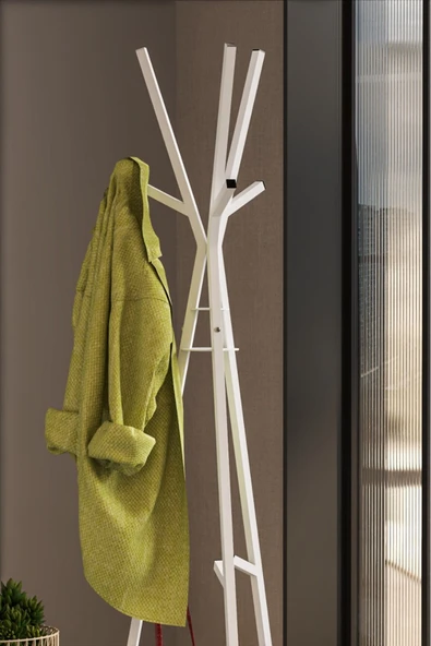 Retodesign Zambak Askı ,3 Ayaklı Askı , Portmanto Askılık Beyaz2046B - Resim 2