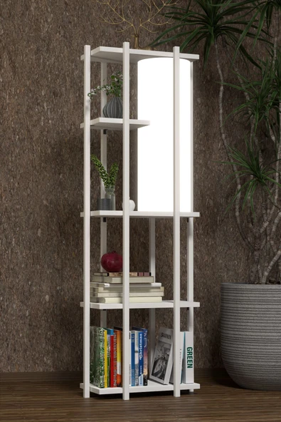 Retodesign RETOHOME 5 RAFLI LAMBADERLİ KİTAP RAFI.,KİTAPLIKLI LAMBADER BEYAZ ürün görseli