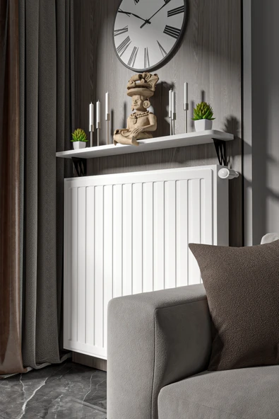 Retodesign Montajsız Beyaz Petek Üstü Metal Raf, Kalorifer Peteği Raf Dresuar Uçan Raf 80 Cm 10080 - Resim 3