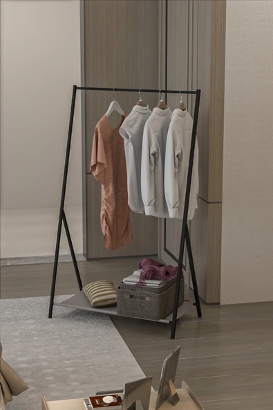 Retodesign A Katlanır Ayaklı Askı , Elbise Askısı Portmanto Askı 1811 - Resim 4