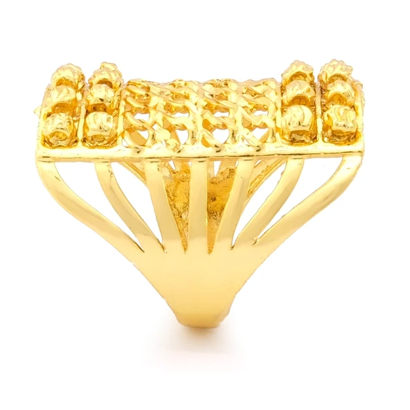 Çelik Yüzük Kadın Altın Kaplama Desenli Kaburga Model YZK-493 - Resim 3