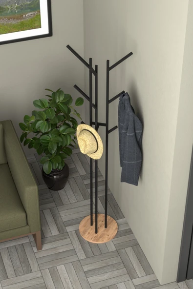 Retodesign 9 Askılı Portmanto Askılık, Elbise Askısı Atlantik Çam Tablalı - Resim 2