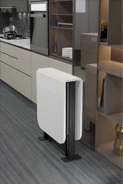 Retodesign EFES BEYAZ KATLANIR MASA. MUTFAK MASASI, YEMEK MASASI, - Resim 3