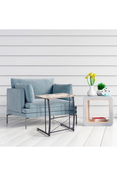 Retodesign Siyah Mermer Desenli Laptop Sehpası 1088 ürün görseli