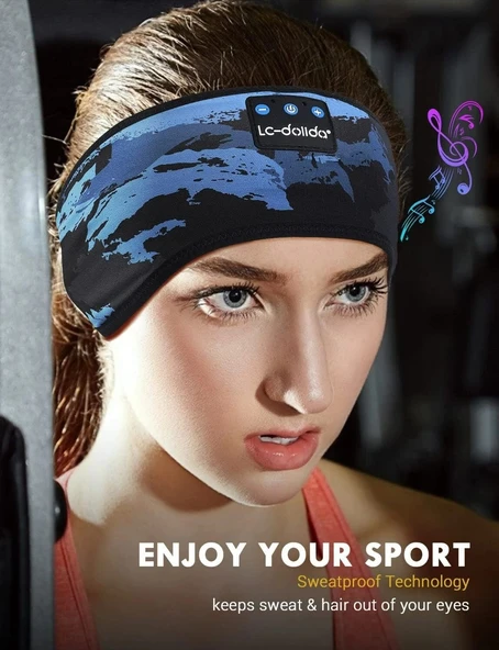 LC-dolida Uyku Maskesi - Kablosuz Kulaklıklar, IPX6 Su Geçirmez - Kamuflaj - Resim 2