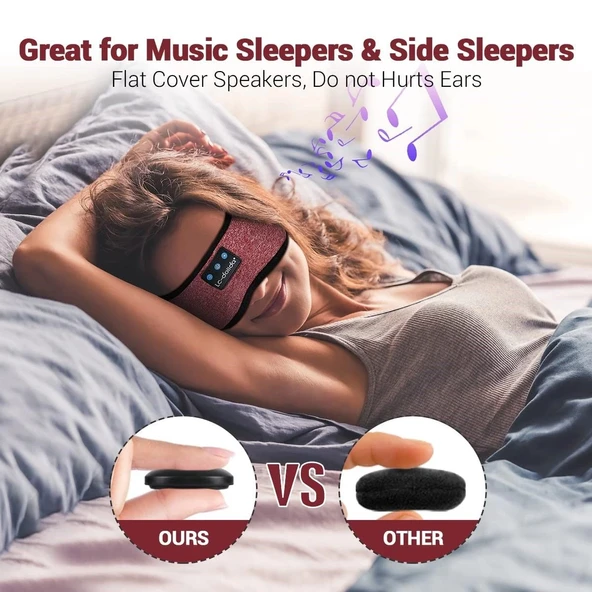 LC-dolida Uyku Maskesi - Kablosuz Kulaklıklar - Gül Kırmızısı - Resim 2