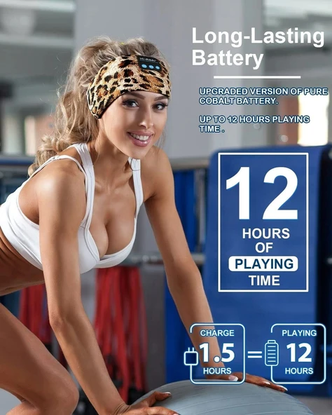 LC-dolida Uyku Maskesi - Kablosuz Kulaklıklar İnce HD Hoparlör - Kahverengi Leopar - Resim 3