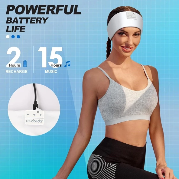 LC-dolida Uyku Maskesi - Kablosuz Kulaklıklar - Bluetooth 5.2 - Arktik Beyaz - Resim 4