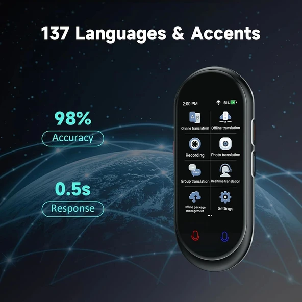 HASLED Taşınabilir Dil Tercüman Wifisiz, Çevrimdışı Ses, Fotoğraf Çevirisi - Resim 2