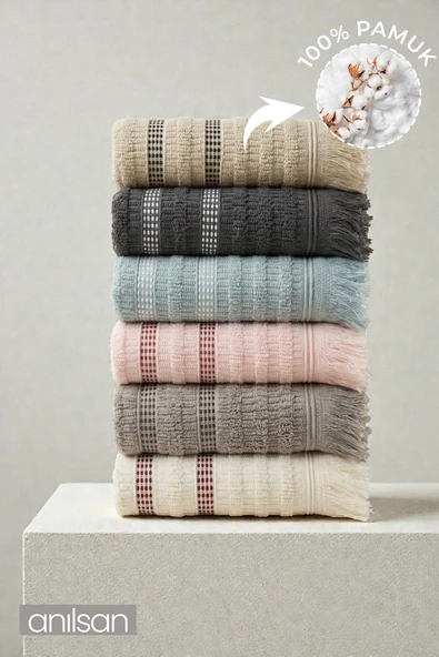 6'lı Agros El Havlusu - 50x80 Cm, 170 Gr, %100 Pamuk, Spa Ve Otel Havlusu, Günlük Kullanıma Uygun ürün görseli 1