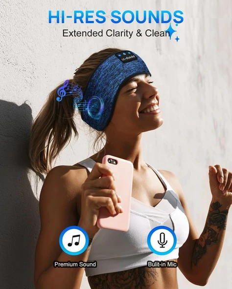 LC-dolida Uyku Maskesi - Kablosuz Kulaklıklar - Bluetooth 5.2 - Mavi - Resim 2