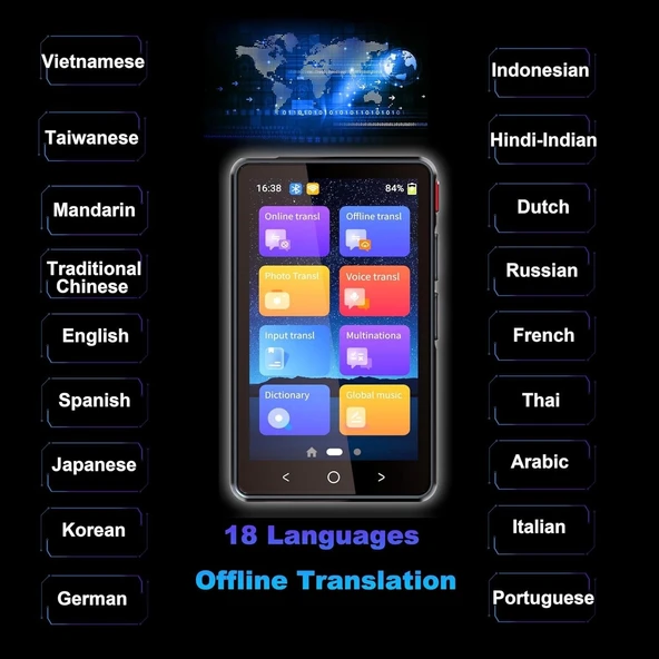 Winonela İki Yönlü AI Ses Tercümanı Cihazı WiFi Gerektirmez - 139+ Dil - Siyah - Resim 4