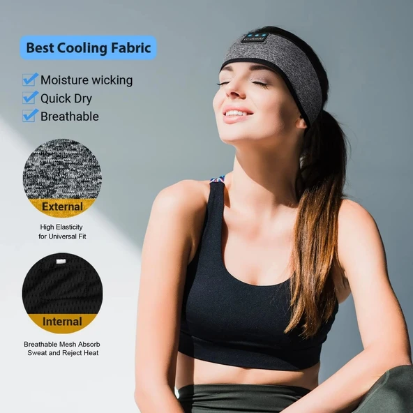 LC-dolida Uyku Maskesi - Kablosuz Kulaklıklar - Bluetooth 5.2 - Kül Grisi - Resim 3