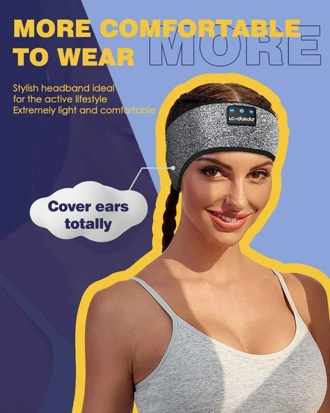 LC-dolida Uyku Maskesi - Kablosuz Kulaklıklar İnce HD Hoparlör - Moda Gri - Resim 3