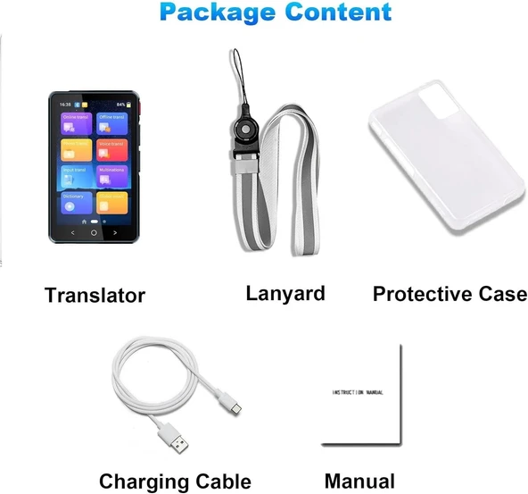Winonela İki Yönlü AI Ses Tercümanı Cihazı WiFi Gerektirmez - 139+ Dil - Siyah - Resim 2