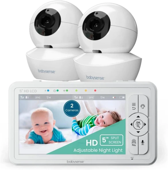 Babysense 5 Inc HD Bölünmüş Ekranlı Bebek Monitörü, 2 Kamera ve Ses Özellikli ürün görseli 1