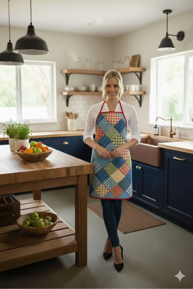 Dijital Baskılı Su Sıvı Geçirmez Leke Tutmaz Mutfak Önlüğü - Resim 3