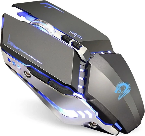 TENMOS T12 Kablosuz Oyun Mouse Şarj Edilebilir, 2.4G Sessiz Optik - Gri ürün görseli 1